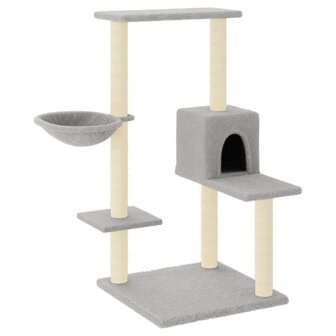 Kattenmeubel met sisal krabpalen 95 cm lichtgrijs 2