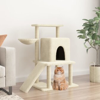 Kattenmeubel met sisal krabpalen 96,5 cm cr&egrave;mekleurig 1
