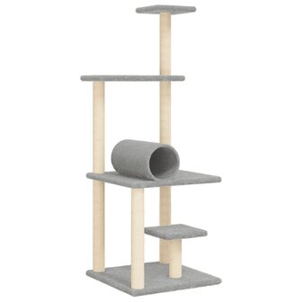 Kattenmeubel met sisal krabpalen 136 cm lichtgrijs 2
