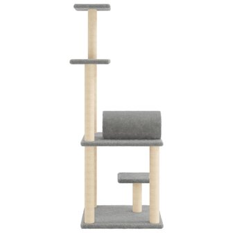 Kattenmeubel met sisal krabpalen 136 cm lichtgrijs 5