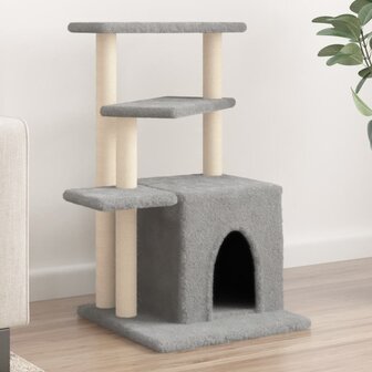 Kattenmeubel met sisal krabpalen 83,5 cm lichtgrijs 1