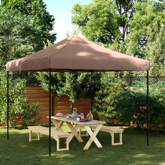 Partytent inklapbaar pop-up 292x292x315 cm bruin 1