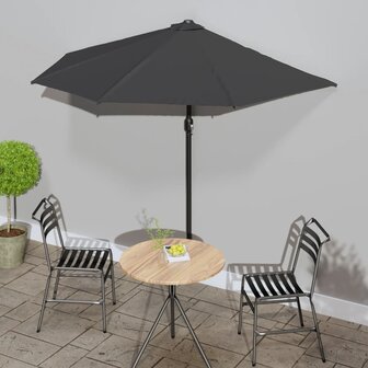 Balkonparasol half met aluminium paal 270x144 cm antraciet 1