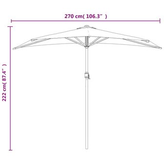 Balkonparasol half met aluminium paal 270x144 cm antraciet 9