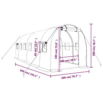 Tuinkas met stalen frame 12 m&sup2; 6x2x2 m wit 12