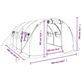 Tuinkas met stalen frame 12 m&sup2; 4x3x2 m groen 12