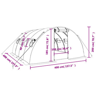 Tuinkas met stalen frame 16 m&sup2; 4x4x2 m wit 12