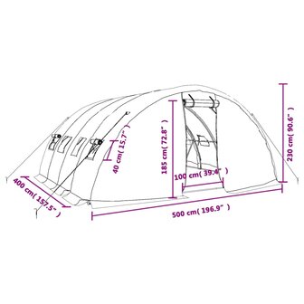 Tuinkas met stalen frame 20 m&sup2; 5x4x2,3 m wit 12