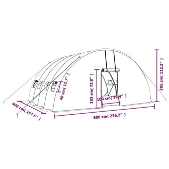 Tuinkas met stalen frame 24 m&sup2; 6x4x2,85 m groen 12