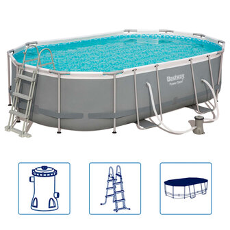 Bestway Zwembadset Power Steel ovaal 488x305x107 cm 2