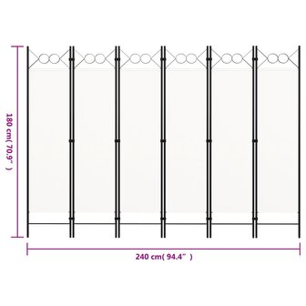 Kamerscherm met 6 panelen 240x180 cm wit 6