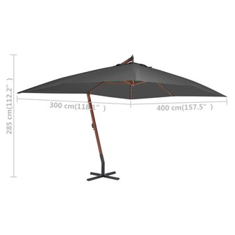 Zweefparasol met houten paal 400x300 cm antraciet 5