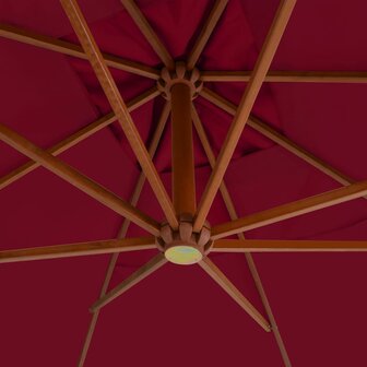 Zweefparasol met houten paal 400x300 cm bordeauxrood 4
