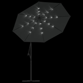 Zweefparasol met LED-verlichting stalen paal 300 cm antraciet 6