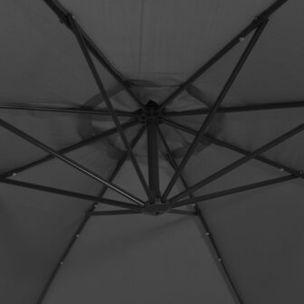 Zweefparasol met LED-verlichting stalen paal 300 cm antraciet 9