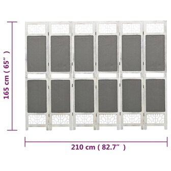 Kamerscherm met 6 panelen 210x165 cm stof grijs 7