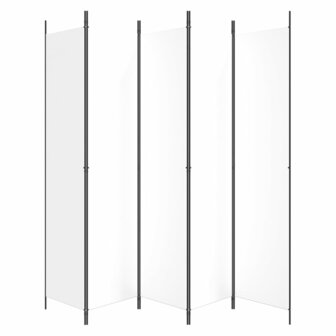 Kamerscherm met 5 panelen 250x220 cm stof wit 4