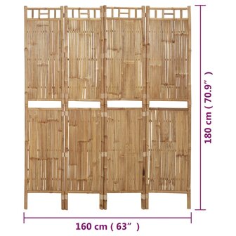 Kamerscherm met 4 panelen 160x180 cm bamboe 8