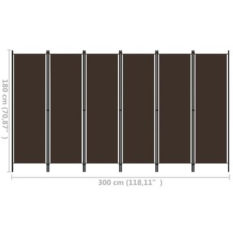 Kamerscherm met 6 panelen 300x180 cm bruin 6