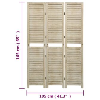 Kamerscherm met 3 panelen 105x165 cm massief paulowniahout 7