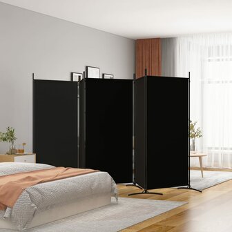 Kamerscherm met 5 panelen 433x180 cm stof zwart 1