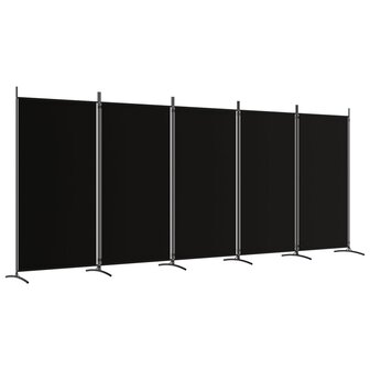 Kamerscherm met 5 panelen 433x180 cm stof zwart 2