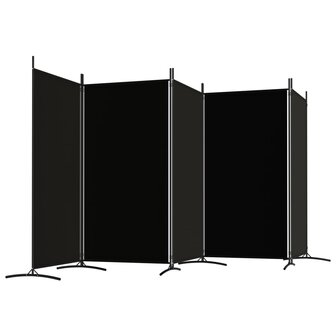 Kamerscherm met 5 panelen 433x180 cm stof zwart 5