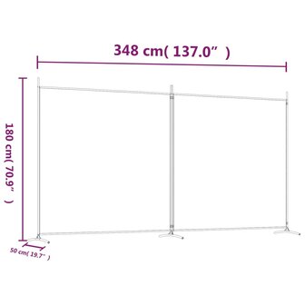 Kamerscherm met 2 panelen 348x180 cm stof bruin 8