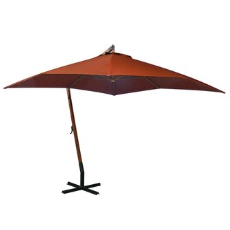 Zweefparasol met paal 3x3 m massief vurenhout terracotta 1