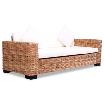 3-delig Bankstel met kussens natuurlijk rattan 9