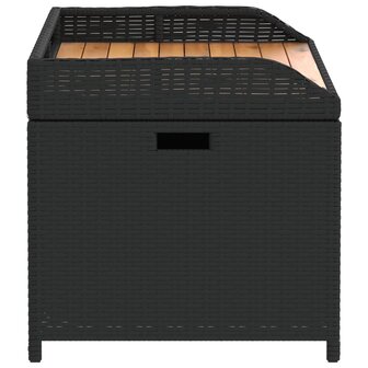 Opbergbankje 100x50x52 cm poly rattan en acaciahout zwart 5