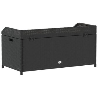 Opbergbankje 100x50x52 cm poly rattan en acaciahout zwart 6