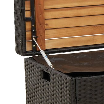 Opbergbankje 100x50x52 cm poly rattan en acaciahout zwart 8