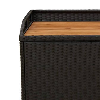 Opbergbankje 100x50x52 cm poly rattan en acaciahout zwart 9
