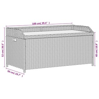 Opbergbankje 100x50x52 cm poly rattan en acaciahout zwart 11
