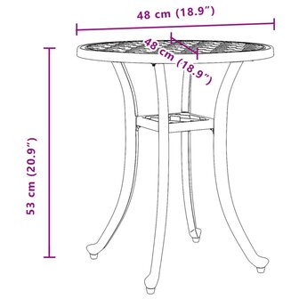 Tuintafel &Oslash; 48x53 cm gietaluminium bronskleurig 11