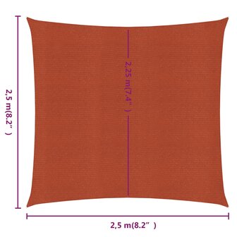 Zonnezeil 160 g/m&sup2; vierkant 2,5x2,5 m HDPE terracottakleurig 6