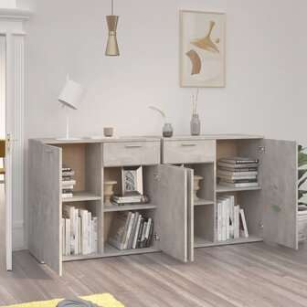 Dressoir 160x36x75 cm bewerkt hout betongrijs 3