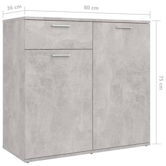 Dressoir 160x36x75 cm bewerkt hout betongrijs 9