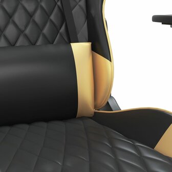 Massage gamestoel met voetensteun kunstleer zwart &amp; goudkleurig 8