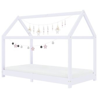 Kinderbedframe massief grenenhout wit 80x160 cm 3
