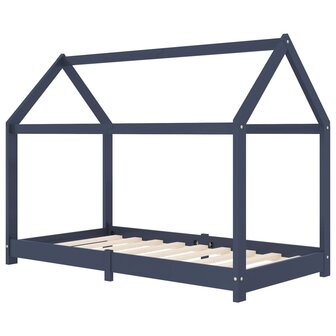 Kinderbedframe massief grenenhout grijs 70x140 cm 2