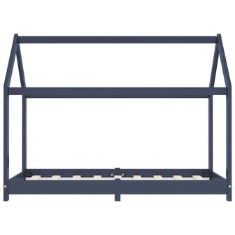 Kinderbedframe massief grenenhout grijs 70x140 cm 4