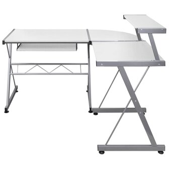 Hoekbureau 132x112x99 cm bewerkt hout wit 2