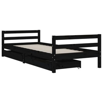 Kinderbedframe met lades 80x200 cm massief grenenhout zwart 3