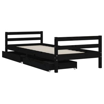 Kinderbedframe met lades 80x200 cm massief grenenhout zwart 4