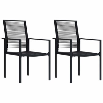 Tuinstoelen 2 st PVC-rattan zwart 1