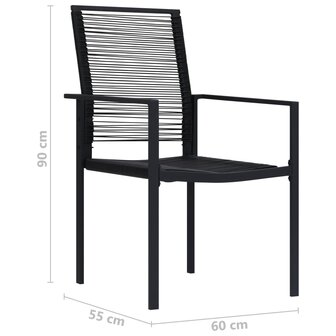 Tuinstoelen 2 st PVC-rattan zwart 8