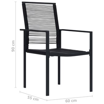Tuinstoelen 4 st PVC-rattan zwart 8