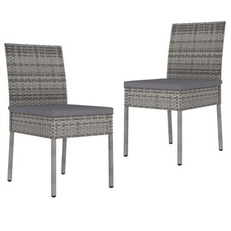 Tuinstoelen 2 st poly rattan grijs 1